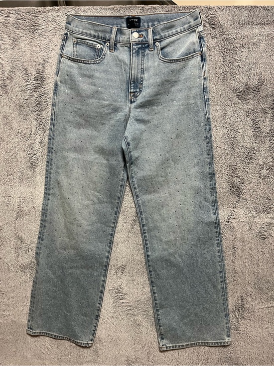 J. Crew Denim - J. Crew women’s size 27 rhinestone full length slim wide leg jeans